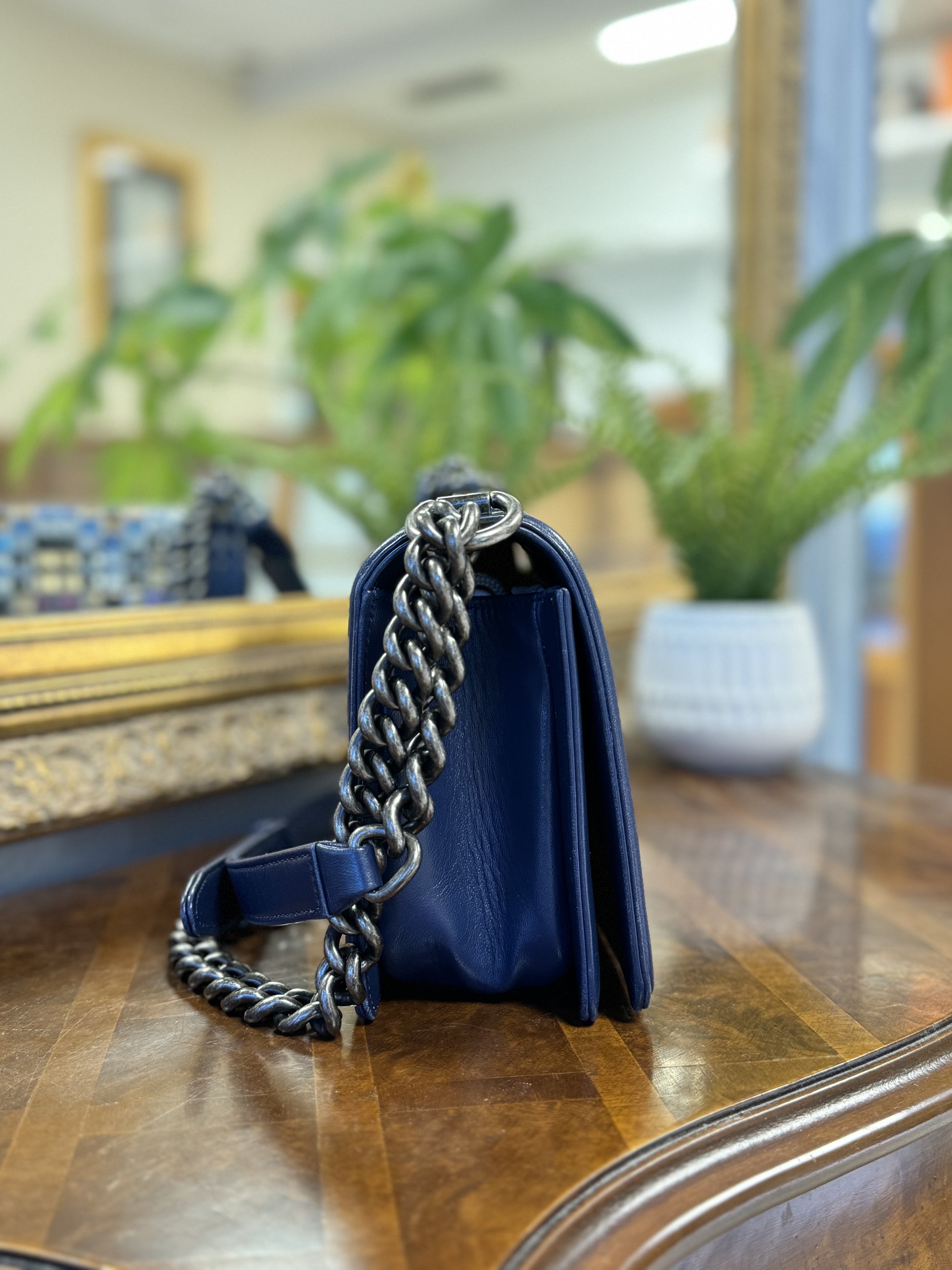 Navy Blue Caviar Chanel Boy Bag Caviar Leather Chanel Boy Bag