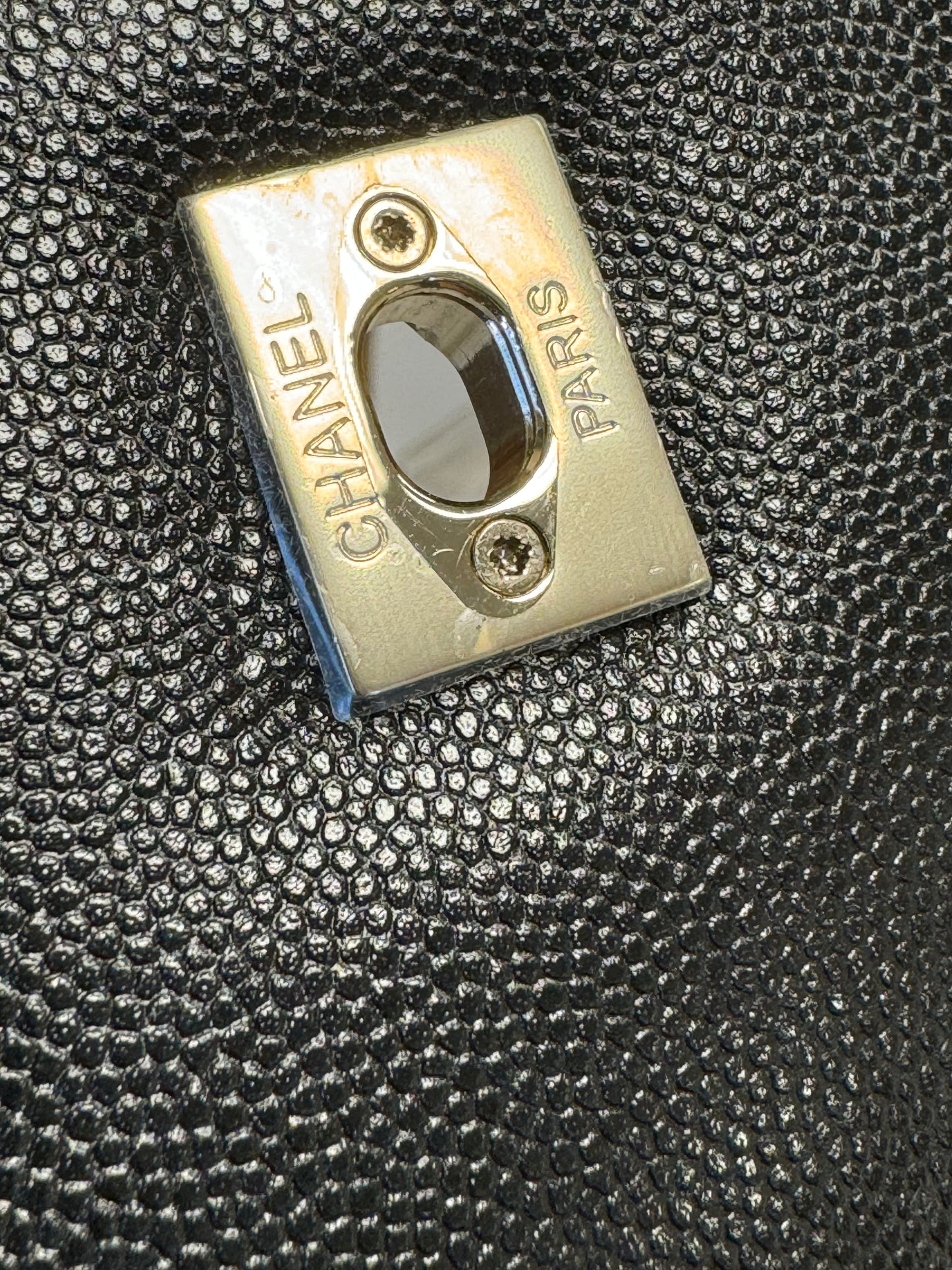 CHANEL 
Caviar Quilted Medium Coco Handle Flap Black